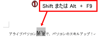 フィールドコード表示方法